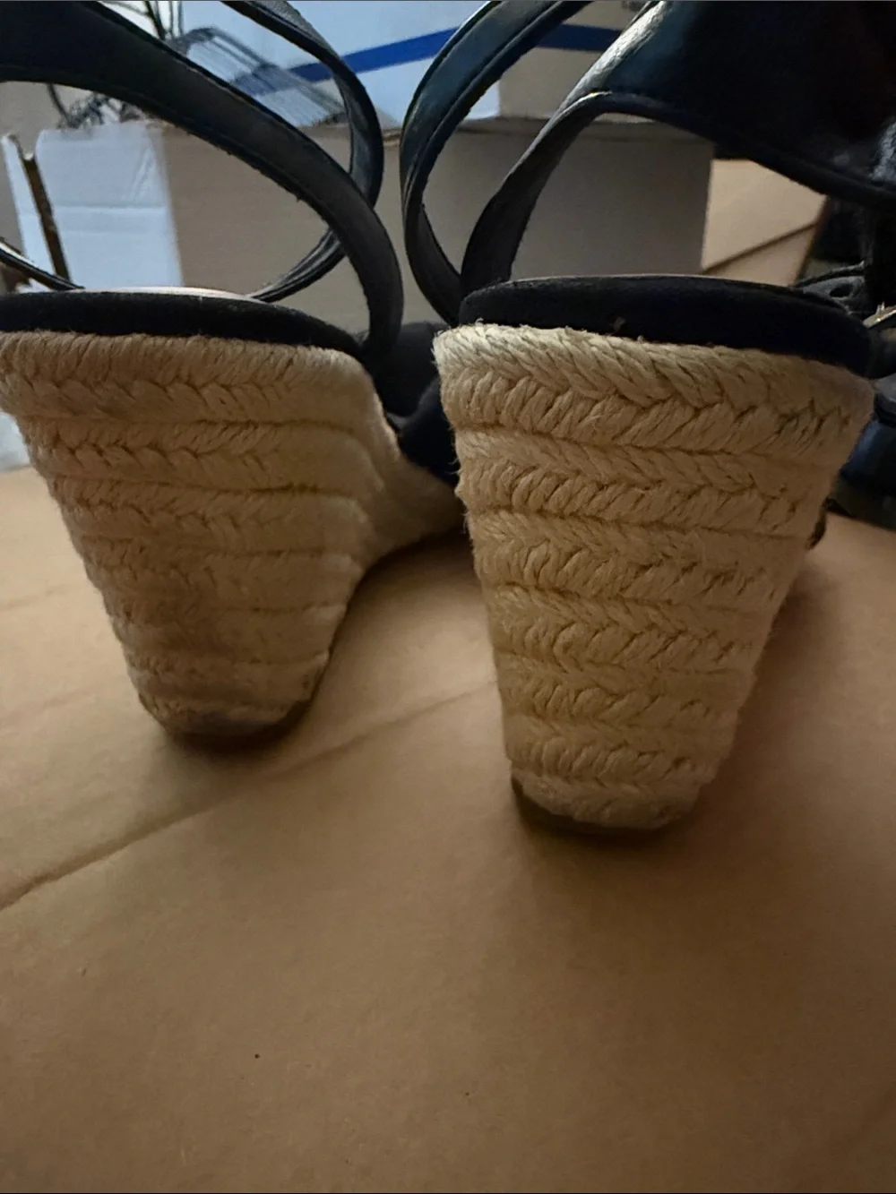 Old Navy Black Knotted Espadrille Wedge Sandals
